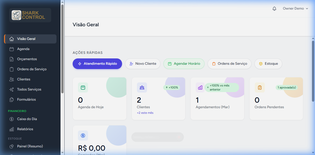 Dashboard SharkControl